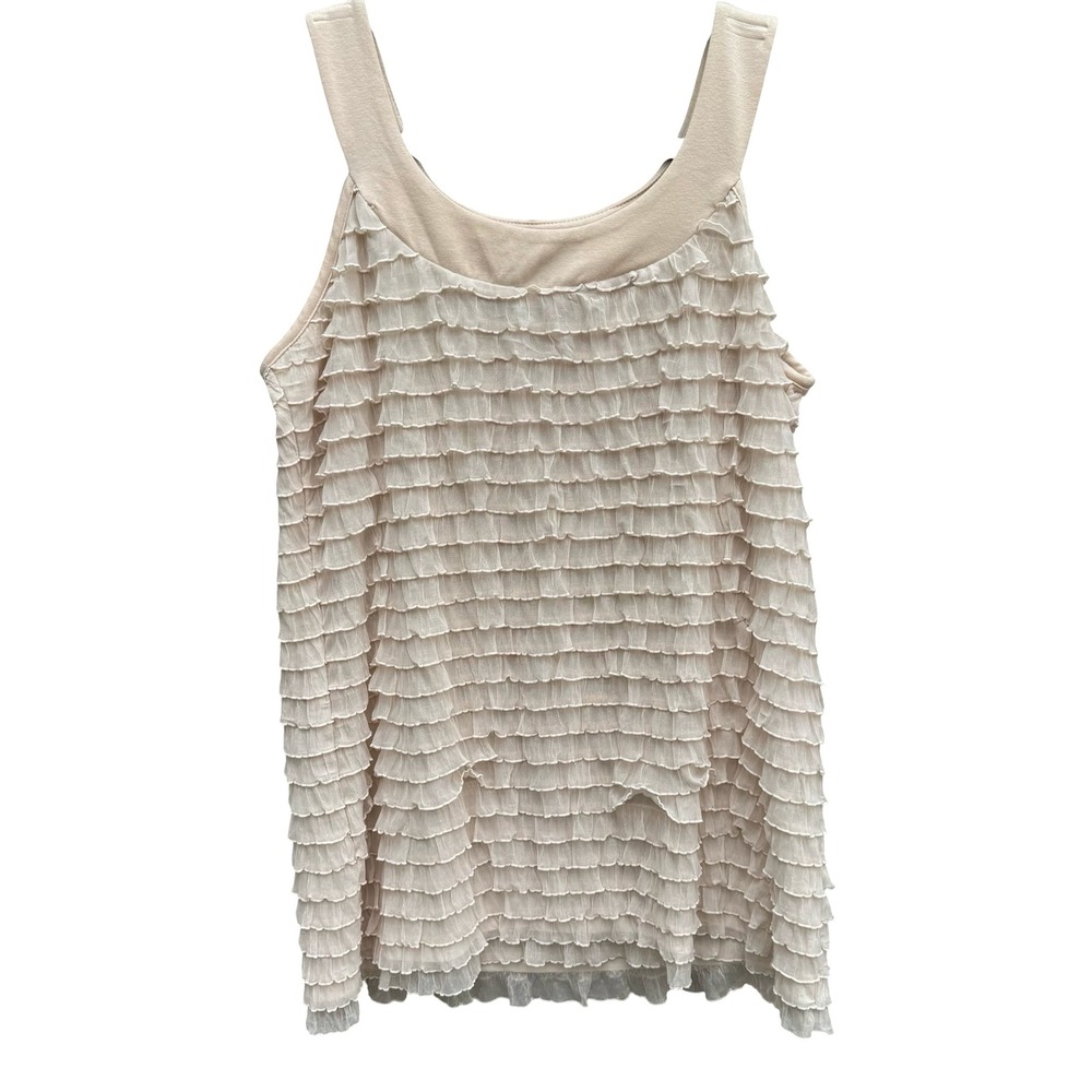 JTB Coquette Romantic Fairycore Girly Tiered Ruffle‎ Sleeveless Tank Top Ivory L